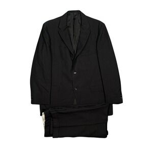 1960s 2 Piece Suit Richman Brothers Black Plain Weave 44R (35X26)